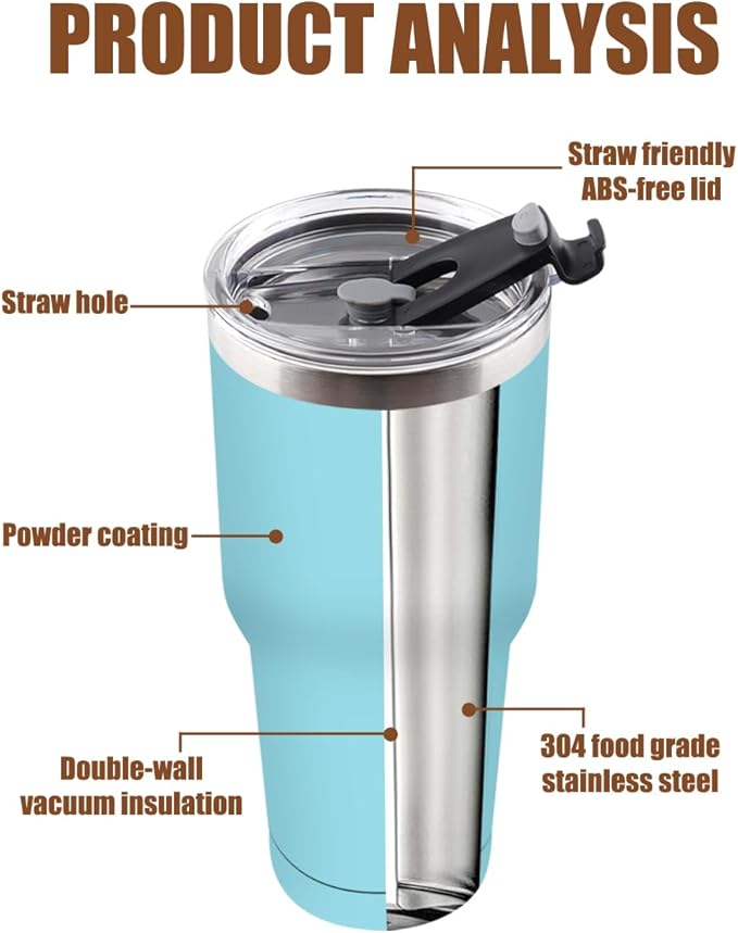 Amtidy 12 Pack 30oz Travel Mug, Powder Coated Stainless Steel Vacuum Double Wall Bulk Tumbler, Durable Insulated Coffe Cup with Splash Proof Lids straw and cleaning brush，for Home, Office, Party