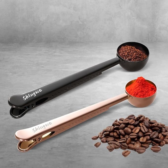 Coffee Scoop with Bag Clip, Multi-Function Milk Powder Measuring Spoon, 20ml (Black)