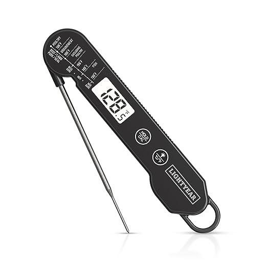 Lightyear Meat Thermometer | Instant Read Cooking Thermometer for Grilling, Roasting & BBQ, Built-in Magnet, IP65 Waterproof, Food-Grade Stainless Steel Temperature Probe