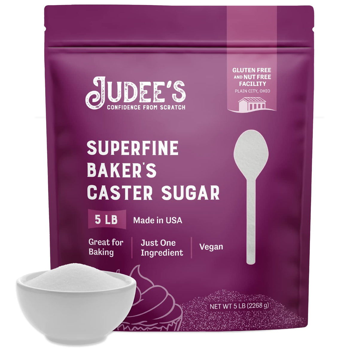 Judee's Gluten Free Superfine Caster Sugar - 5 lbs Delicious & Gluten-Free - Baker's Superfine Sugar for Homemade Treats, Baked Goods, and Toppings - Airy & Smooth for Baking
