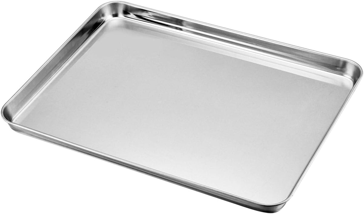 TeamFar Baking Sheet with Rack Set, Stainless Steel Baking Pan Tray Cookie Sheet with Cooling Rack, Non Toxic & Healthy, Easy Clean & Dishwasher Safe