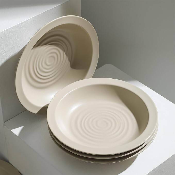 Stone Lain Orbit 4-Piece Pasta Bowl Set Stoneware, Beige