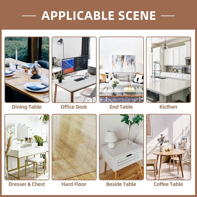 Warmstar Clear Table Cover Protector 36 x 36 Inch,1.5mm Thick Plastic Table Cover Rectangle,PVC Clear Table Protector,Desk Protector Mat for Kitchen, Dresser, Writing Desk，Dining Room Table