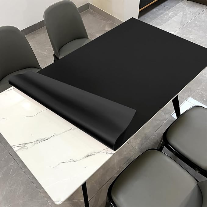 Dining Table Cover Protector - 42x80 Inch Waterproof Easy to Clean Can Conceal Flaws Protector The Table Top from Scratches Used for Dining (Black+Black 42x80)