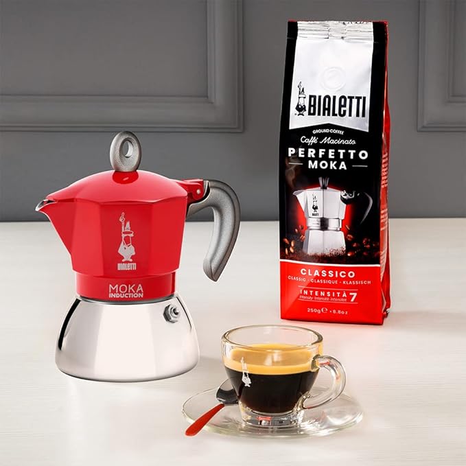 Bialetti - Moka Induction, Moka Pot, Suitable for all Types of Hobs, 2 Cups Espresso (2.8 Oz), Red