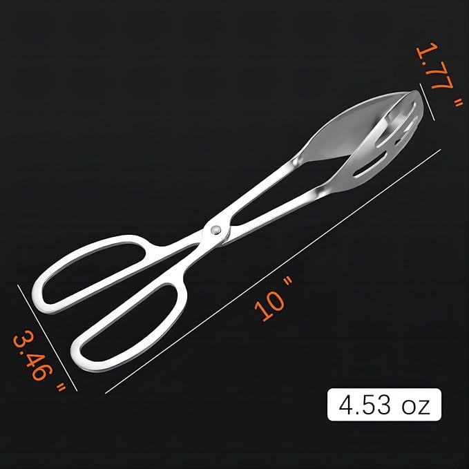 REDANT 2-Pack Metal Serving Tongs for Cooking - Scissor Handle Kitchen Tongs for Salad, Cake, Bread, Toaster & Steak - Buffet & Party Serving Utensils for Catering, Baking & Cooking (10 Inch)
