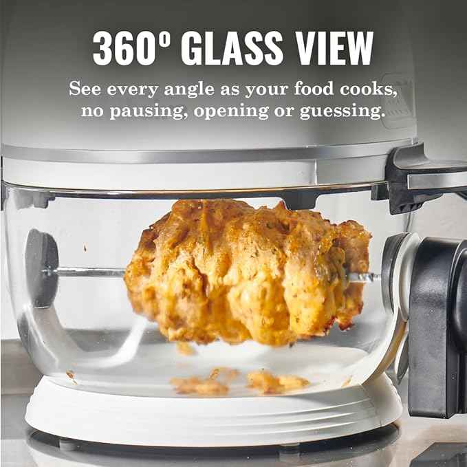 Non Toxic Air Fryer™ Pro | 9-in-1 Glass Air Fryer | Self-Cleaning | 5 Quart | Rotisserie and Tumbler | 400F Vortex For Even Cooking, BPA-Free Teflon Free, Recrisp, Roast, Bake, White
