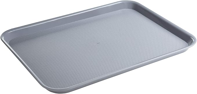 Rectangular Plastic Serving Trays,Fast Food Serving Cafeteria Trays,17"X13",Set of 6 (Grey)
