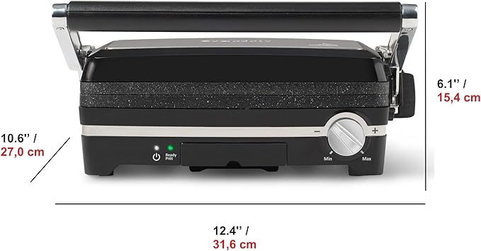 Starfrit The Rock Panini Press - Rock.Tec Non-Stick Reversible Plate - Opens 180 Degrees - Adjustable Temperate Control