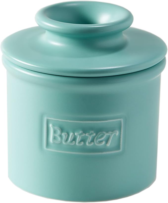 Butter Bell - The Original Butter Bell crock by L Tremain, a Countertop French Ceramic Butter Dish Keeper for Spreadable Butter, Café Matte Collection, Aqua