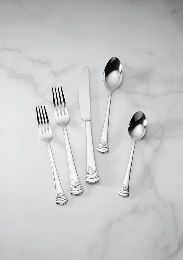 Lenox 896755 Butterfly Meadow II Mirror 65-Piece Flatware Set