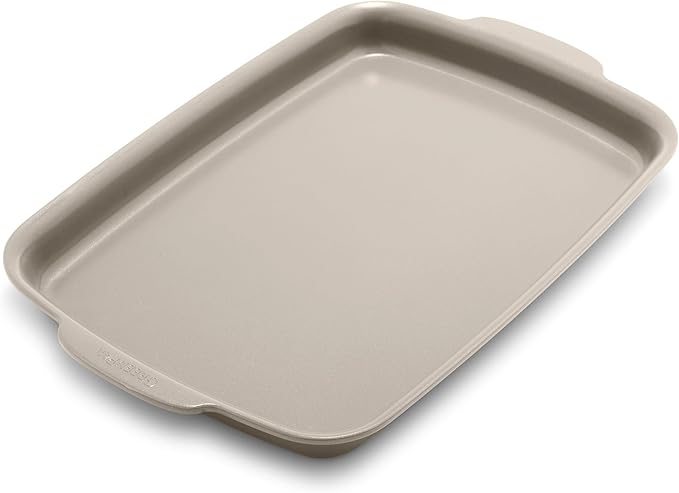 GreenPan Premiere Ovenware Healthy Ceramic Nonstick 13" x 9" Quarter Sheet Baking Pan, PFAS-Free, Warp-Free Bakeware, Durable Quick Heating, Oven & Broiler Safe to 600F, Dishwasher Safe, Taupe