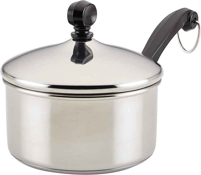 Farberware Classic Stainless Steel Sauce Pan/Saucepan with Lid, 1 Quart, Silver,50000,11.2"D x 6.3"W x 4.4"H