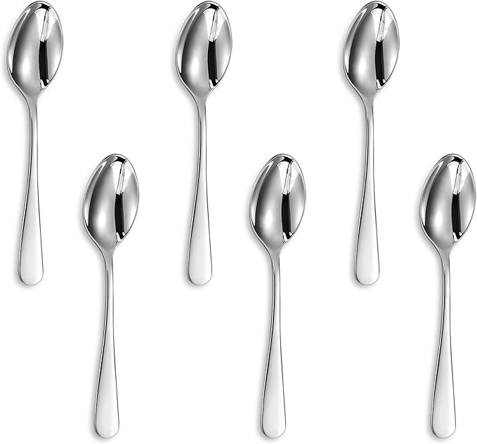 KEAWELL Premium Louise Demitasse Espresso Spoons, 18/10 Stainless Steel, 4.4-Inch Small Size, Dishwasher Safe (4.4 inches, 6)