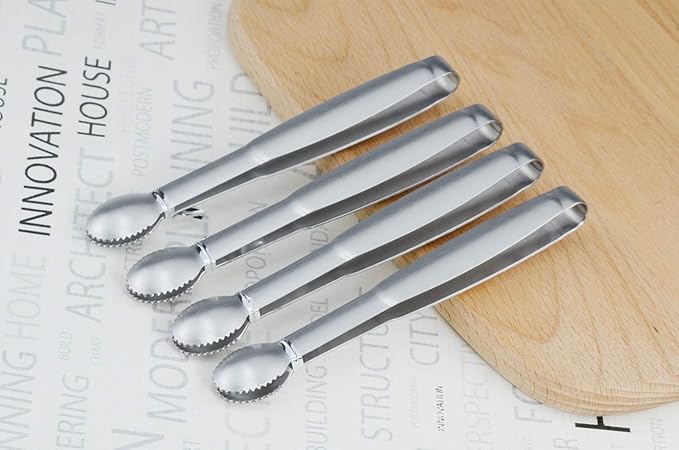 Mini Tongs 5-3/4 Inch Stainless Steel Small Serving Tongs, Tiny Kitchen Tong for Appetizers, Tea Party, Coffee Bar, Desserts, Set of 4
