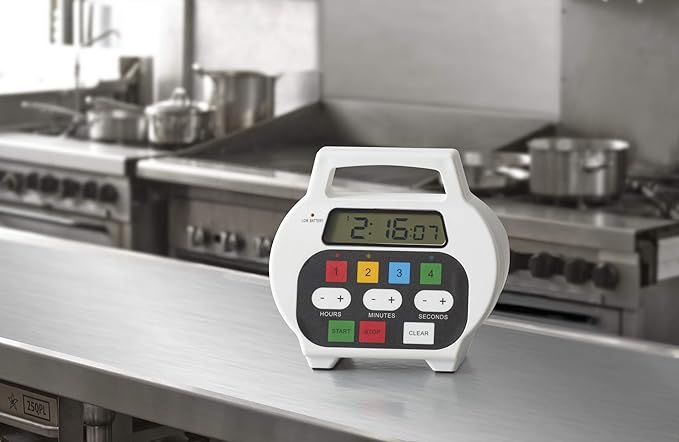 4-Channel Digital Timer, Digital Kitchen Timer, Extended Countdown for Long Cooking Process, Large LED Display for Food Cooking, Baking, Marinade, Roasting, Beef Boiling, Grilling by Chef Master 90218