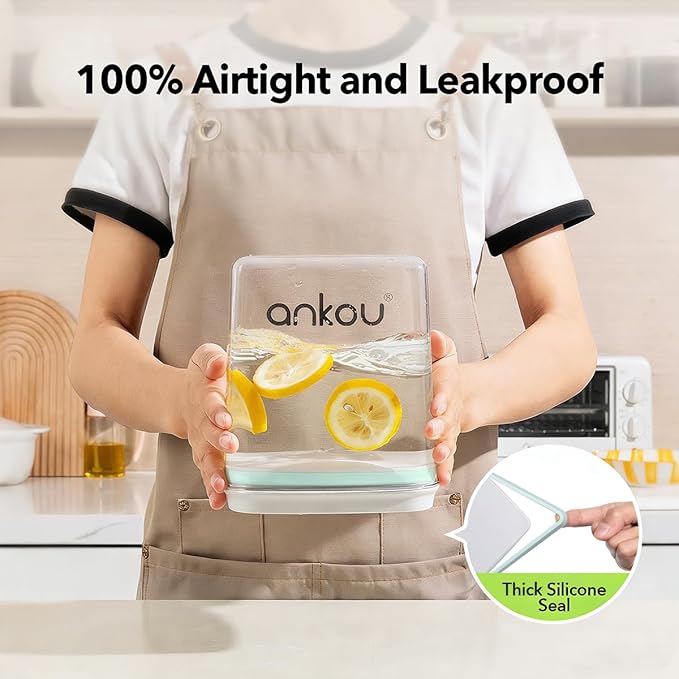 Ankou Food Storage Container Sets, 2.8 Qt + 4.2 Qt Airtight Canisters with Lids and 130ml Scoop, BPA-Free Plastic Pantry Containers for Flour, Sugar, Rice