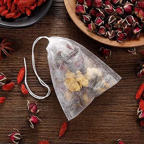 400pcs Disposable Tea Bags for Loose Leaf Tea, Biodegradable Tea Filter Bags with Drawstring, Corn Fiber Empty Tea Bags for Loose Leaf Tea