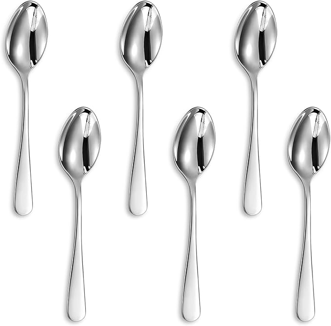 KEAWELL Premium Louise Demitasse Espresso Spoons, 18/10 Stainless Steel Mini Coffee Spoons, Dishwasher Safe (5.6 inches, 6)