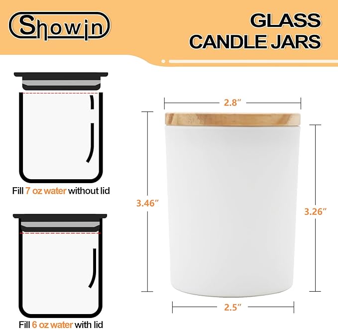 Thick Candle Jars for Making Candles 12 Pcs, 7 OZ Empty Jars with Wood Lids for Candle Making, Sample Container, Matte White