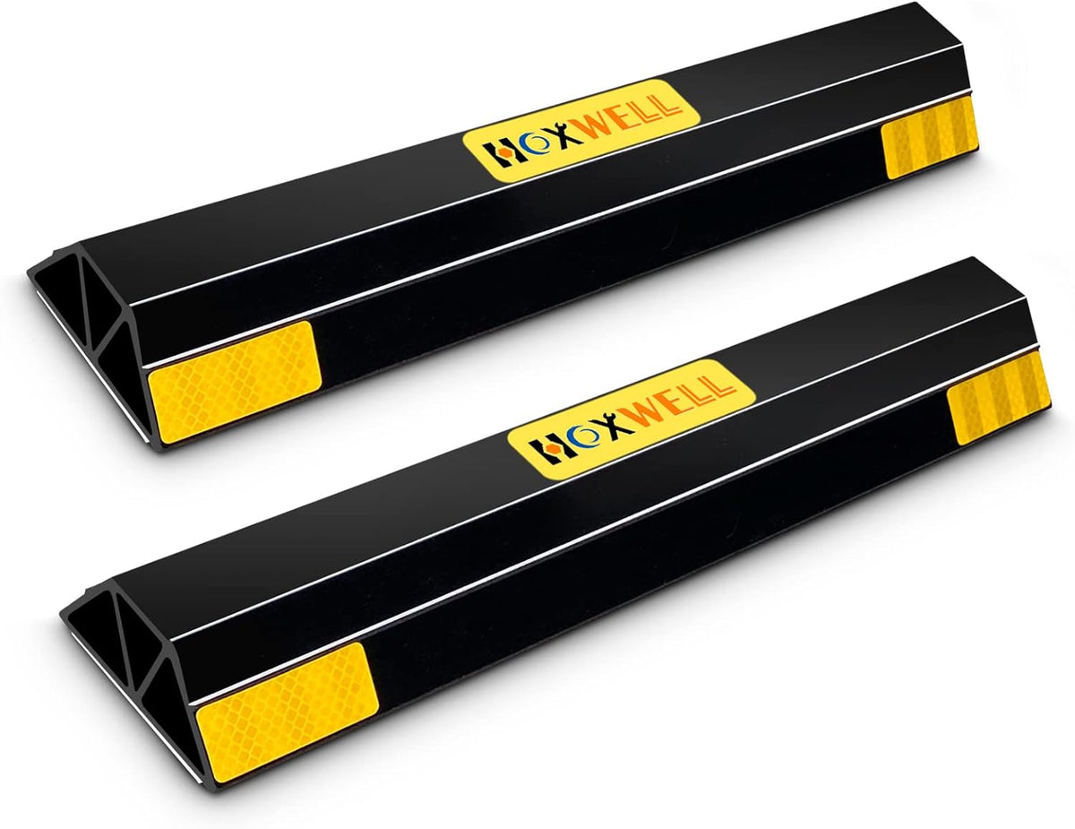 (New Updated 18" 2 Packs Heavy Duty Parking Stopper for Garage, Parking Gadgets Protects Car, Parking Aid Easy to Install 2 PCS, 18" L x 3.7" W x 1.8" H