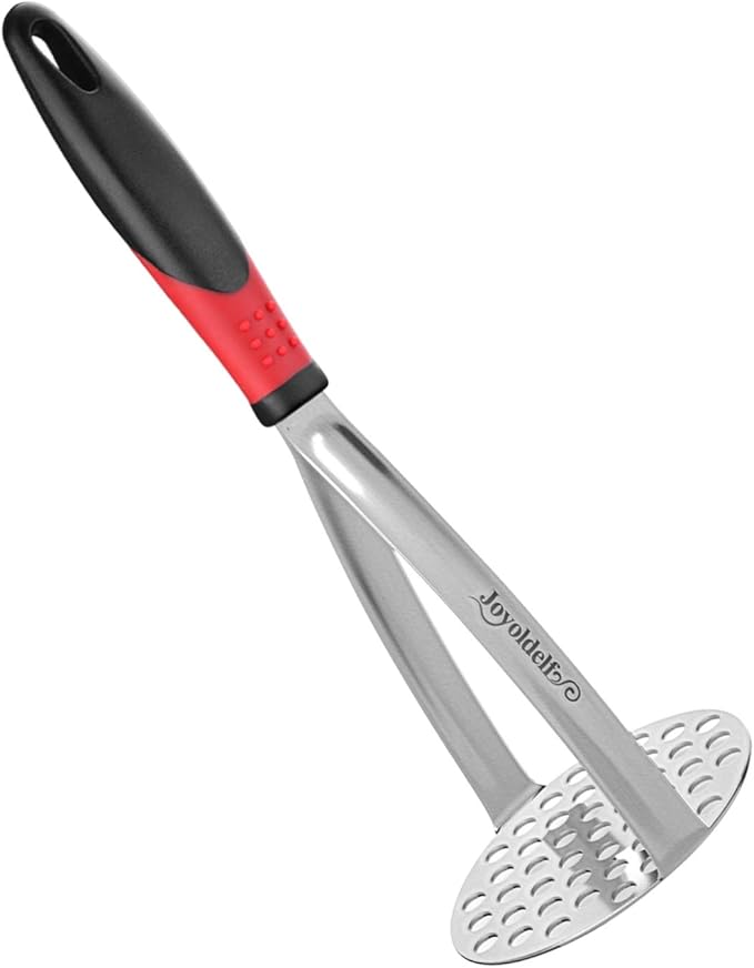 Joyoldelf Heavy Duty Potato Masher, Stainless Steel Integrated Masher Kitchen Tool & Food Masher/Potato Smasher with Non-slip Handle, Perfect for Bean, Vegetable, Fruits, Baby Food, Avocado, Meat