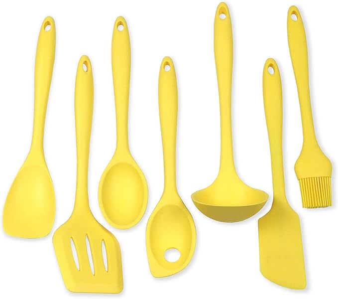 Chef Craft Premium Silicone Kitchen Tool and Utensil Set, 7 Piece, Yellow