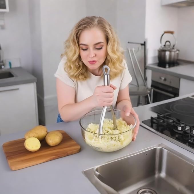 FLYINGSEA Potato Masher, Professional 18-8 Stainless Steel Potato Masher. Vegetable Masher,Cooking And Kitchen Tools.