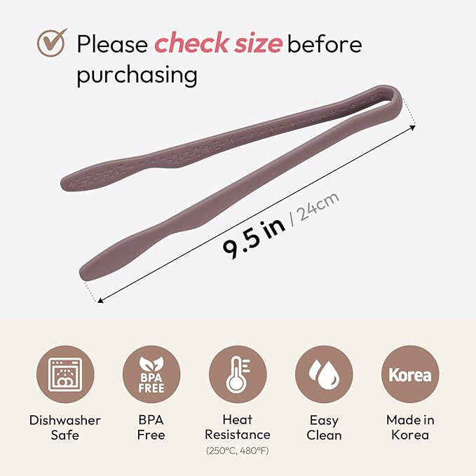 carrotez Silicone Tongs for Cooking, Anti-Slip,Non-Scratch Kitchen Tongs 9.5 inch Silicone Tongs 1Pack - Cocoa