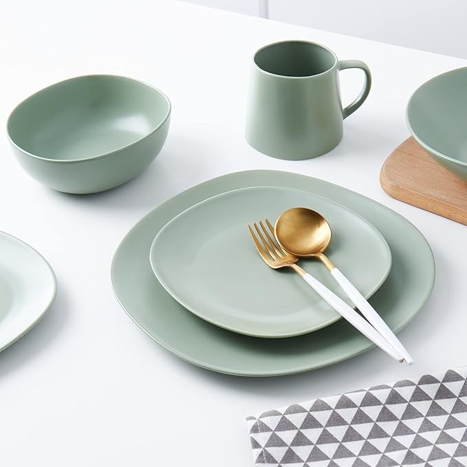 Stone lain Delilah Salad Plate 6-Piece Dish Set, Porcelain, Honeydew, 6 Salad Plates
