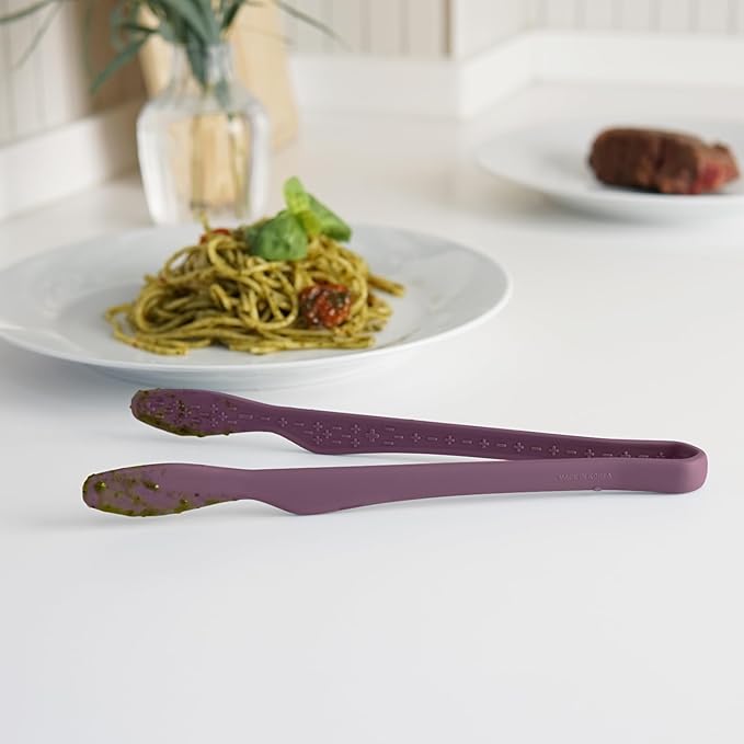 carrotez Silicone Tongs for Cooking, Anti-Slip,Non-Scratch Kitchen Tongs 9.5 inch Silicone Tongs 1Pack - Burgundy
