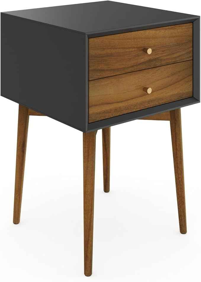 Nathan James Harper Modern Nightstand Side Accent or End Table with Storage Drawer, 1, Black/Brown