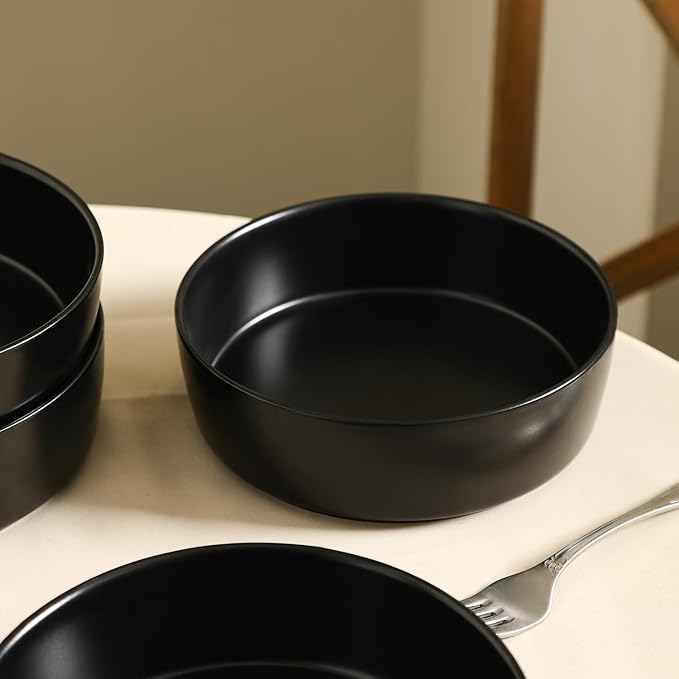 Stone Lain Eden 4-Piece Pasta Bowl Set Stoneware, Black