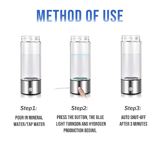 420ml Hydrogen Water Bottle Portable Hydrogen Water Ionizer Machine USB Rechargeable Hydrogen Water Generator,Hydrogen Rich Water Glass Health Cup for Home Travel