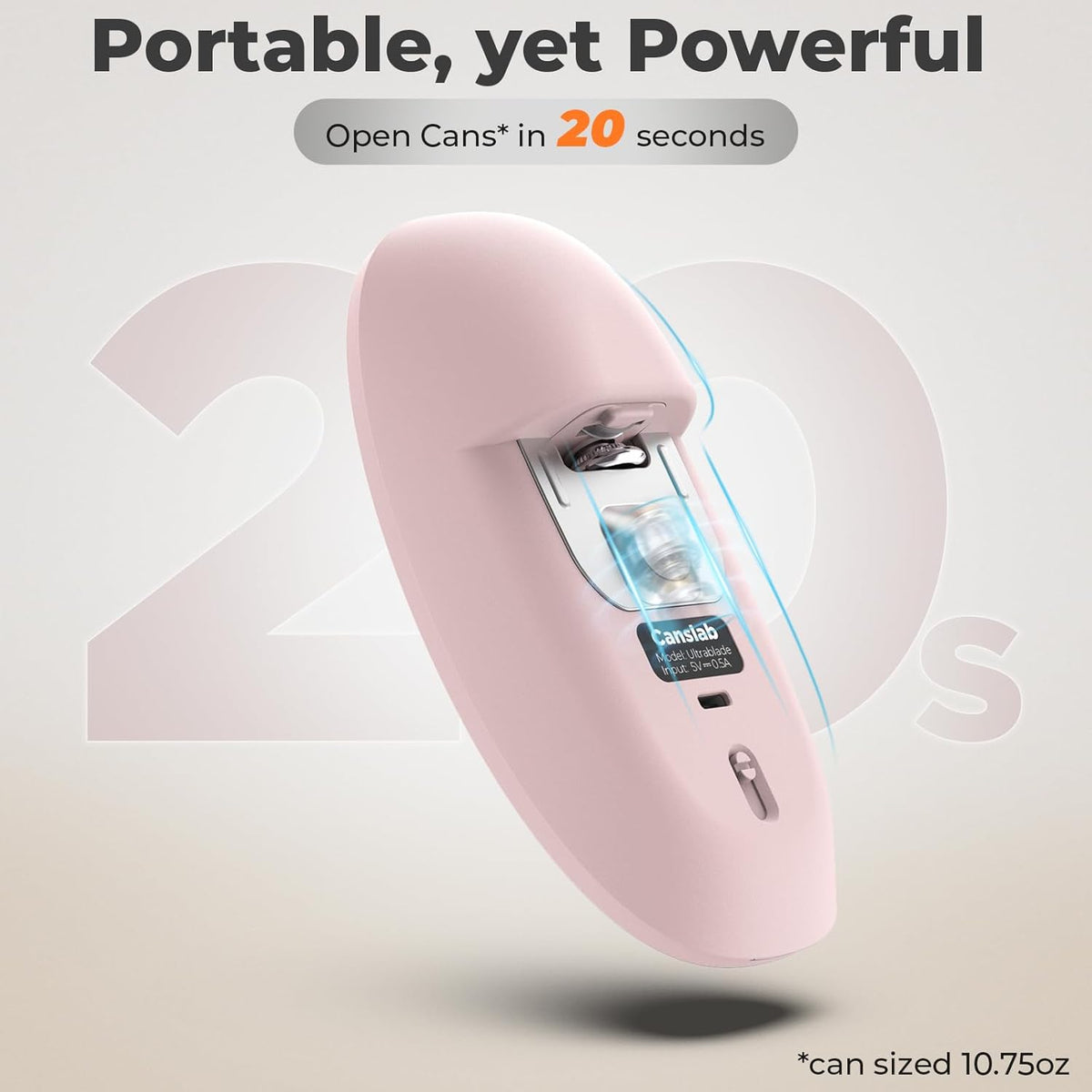 Ultrablde SE - USB Rechargeable Electric Can Opener for Kitchen for Seniors with Arthritis- Cordless Battery Powered Automatic, Side Cut, Smooth Edge, Handsfree, for Small or Large Cans, Pink