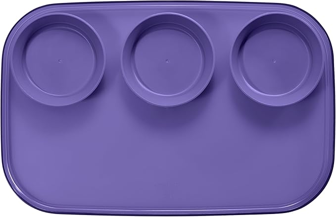 madesmart dipware 3 Bowl Serving Tray, Collapsible & Removable Dip Bowls for Charcuterie, Guacomole, Snacks, Veggies, Premium Dishwasher & Microwave Safe, Multipurpose Plate & Bowl, Purple