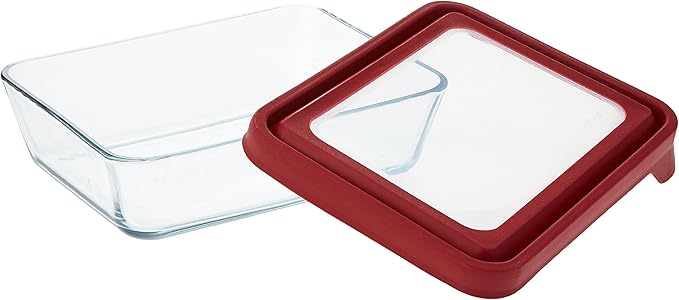 Anchor Hocking TrueSeal Glass Food Storage Container with Lid, Cherry, 6 Cup -