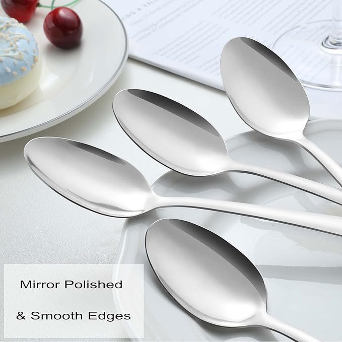 Pleafind 36-Pcs Dinner Spoons Set (7.4 inch), Spoons Silverware, Stainless Steel Spoon, Mirror Polished Tablespoon, Silverware Spoon for Home, Kitchen, Restaurant, Dishwasher Safe