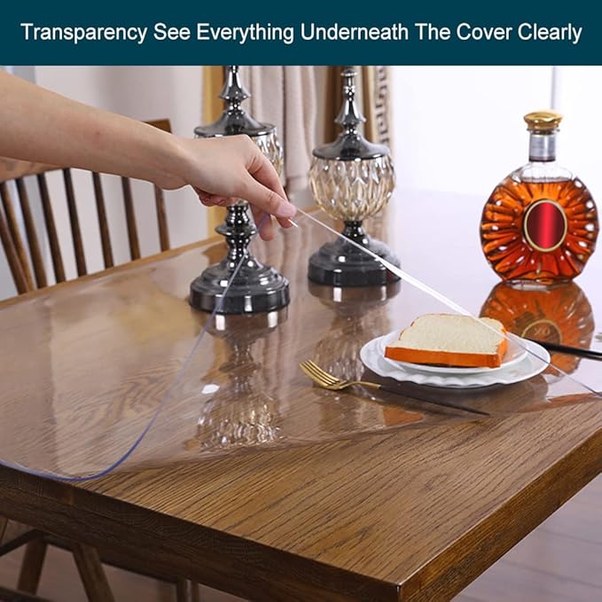 Multisize Clear Plastic Tablecloth Dining Coffee Trainning Table Protector Thicken Protective Desk Cover Waterproof Wipeable Roll Easy Clean PVC Vinyl Coffee Buffet Tabletop Protection Pad 20x72