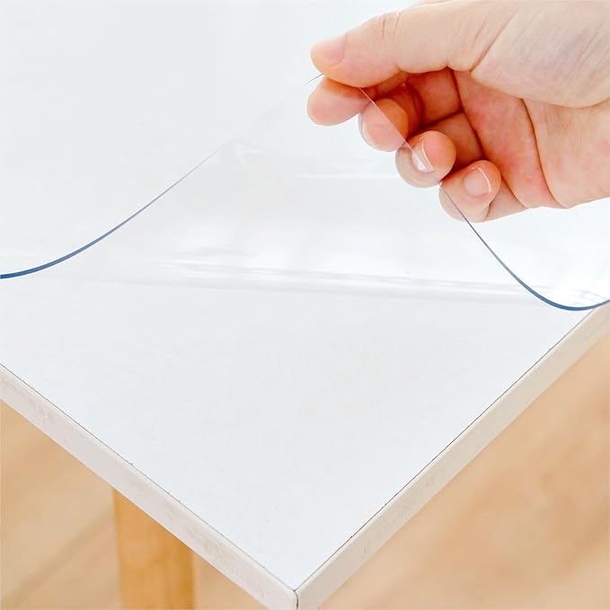 35 x 63 Inch Clear Table Cover, Vinyl Table Pad, 1.5mm Thick Waterproof Plastic Table Protector