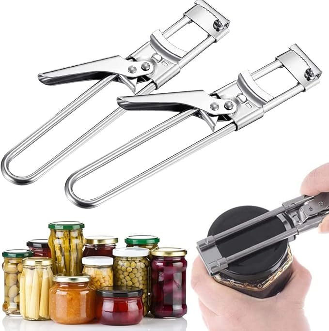 Adjustable Multifunctional Stainless Steel Can Opener, 2026 New Stainless Steel Can Opener Bottle Jar Lid Gripper Household Kitchen Tool, Manual Jar Bottle Opener Kitchen Accessories (2 Pcs)