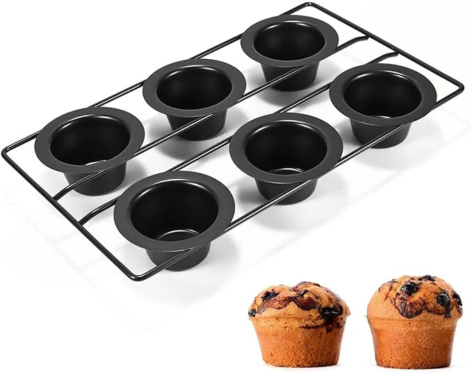 6 Cup Nonstick Popover Pans, Muffin Tin, Large Deep Cupcake Baking Pan, Muffin Pans for Baking Sets Non Stick