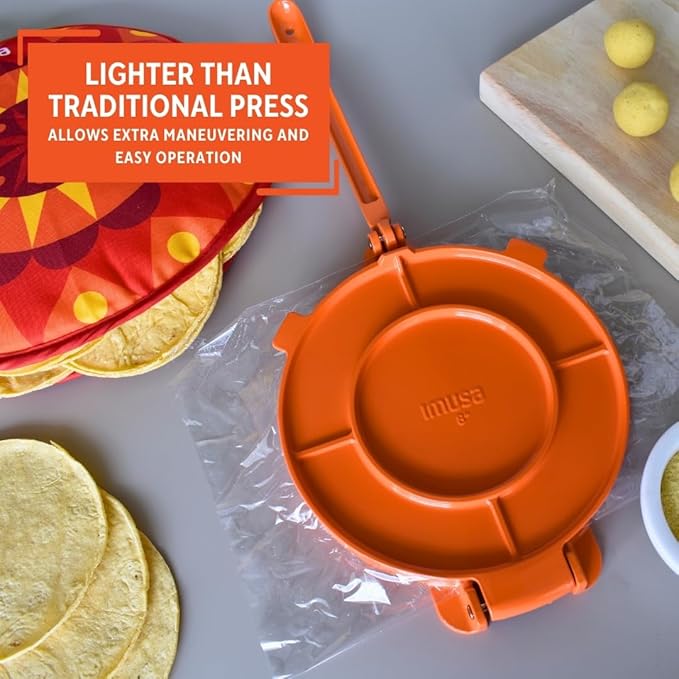 IMUSA USA Aluminum Tortilla Press 8-Inch, Orange