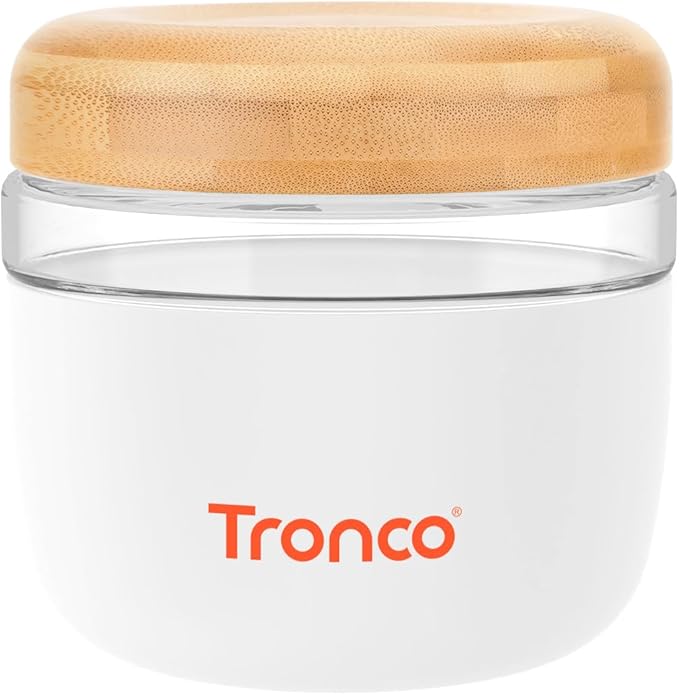 Tronco 24 oz Glass Container with Bamboo Lids, Food Storage Bowls for Soup, Stew & Overnight Oats, Meal Prep, Glass Lunch Bowl Container 100% Leak & Spill Proof, Airtight, BPA-Free- Ideal Gifts