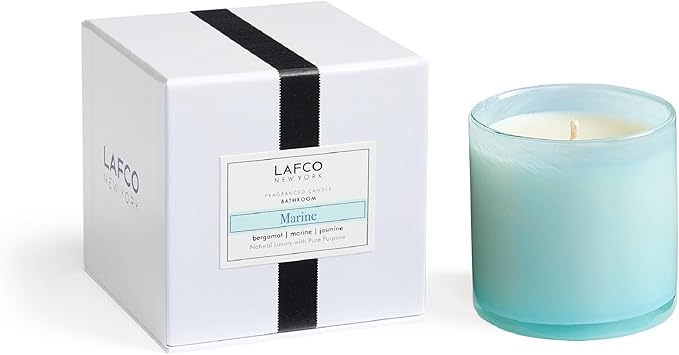LAFCO New York Classic Candle, Marine - 6.5 oz - 50-Hour Burn Time - Reusable, Hand Blown Glass Vessel - Made in The USA