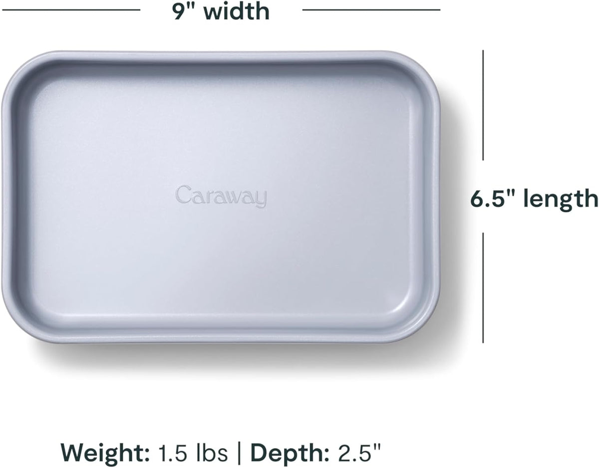 Caraway Nonstick 9” x 6.5” Small Rectangle Baking Pan – Non-Toxic, PTFE & PFOA Free – Aluminized Steel Core – Deep Ceramic Baking Pan for Casseroles, Lasagna & More - Slate