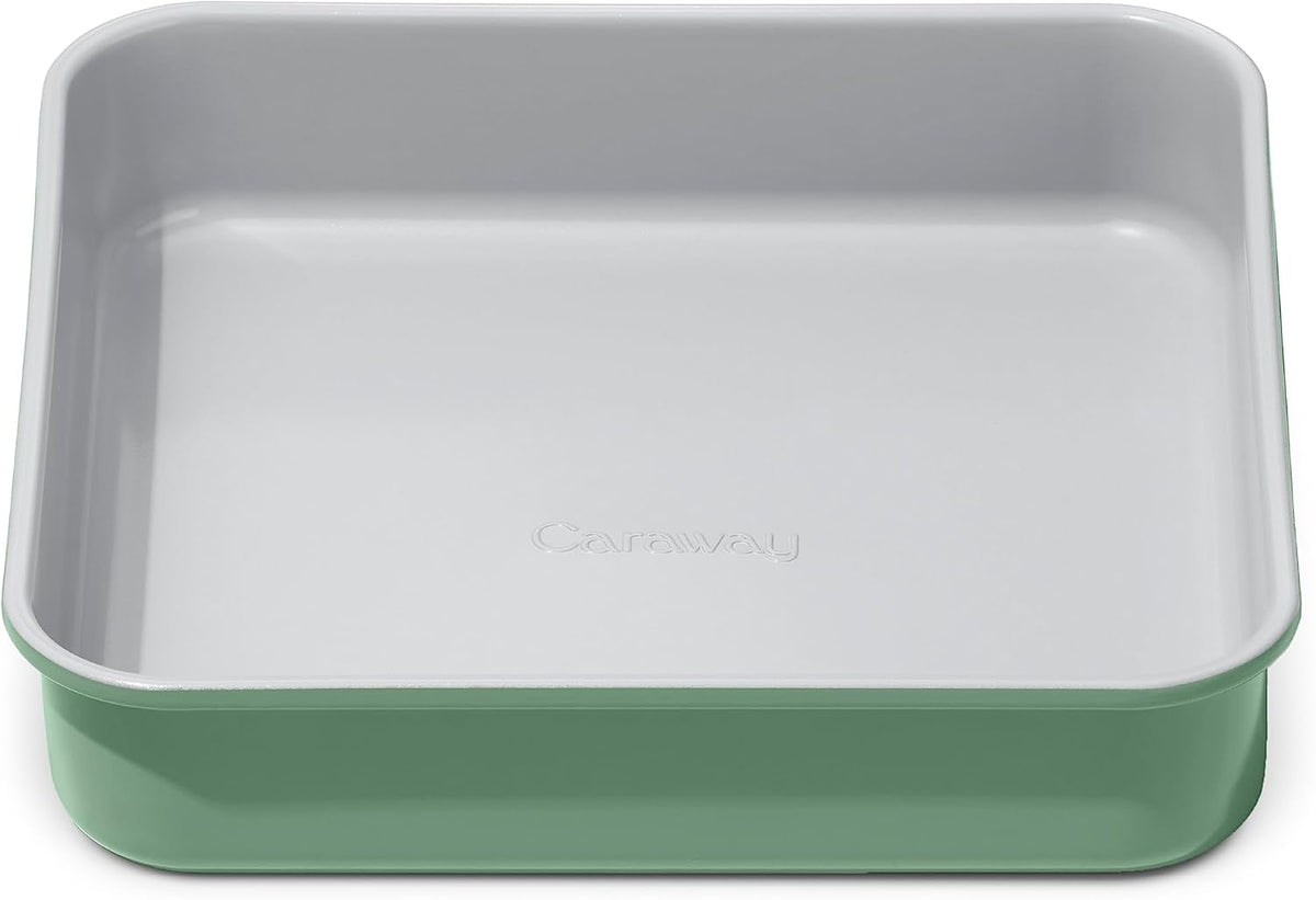 Caraway Non-Stick Ceramic 9” Square Pan - Naturally Slick Ceramic Coating - Non-Toxic, PTFE & PFOA Free - Perfect for Brownies, Lemon Bars, Cakes, & More - Sage