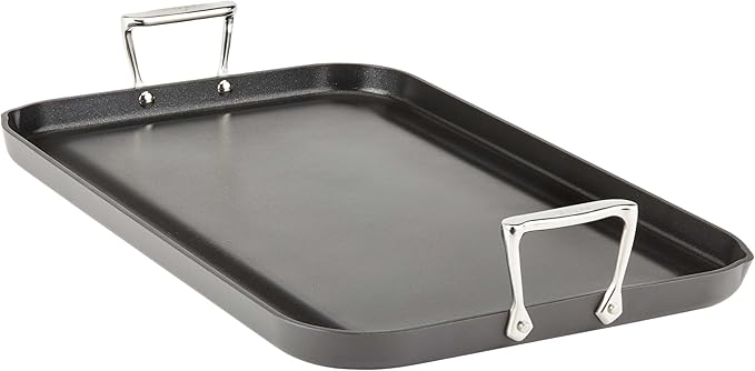 All-Clad HA1 Hard Anodized Nonstick Griddle 13x20 Inch Oven Broiler Safe 500F Pots and Pans, Cookware Black