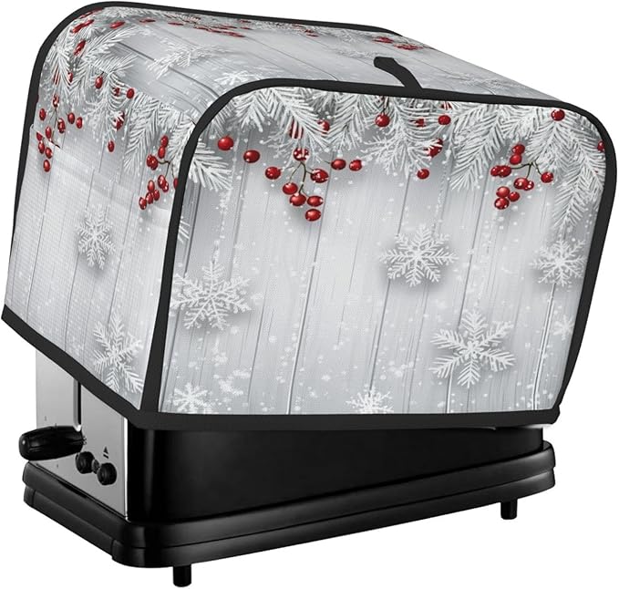 Toaster Cover 2 Slice Snowflake Winter White Berry Kitchen Small Appliance Covers with Pockets Dust and Fingerprint Protection