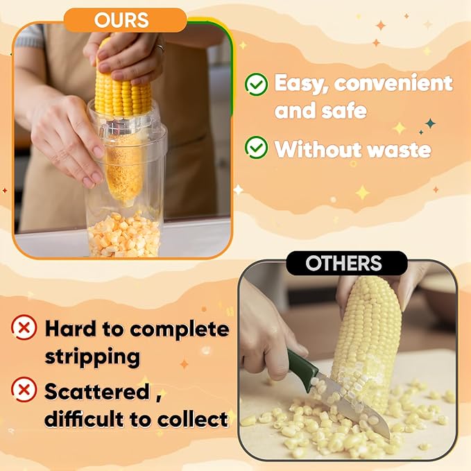 YYP Corn Cob Stripper, Corn Peeler for Corn on the Cob, with Bowl Fast No-Mess Kernel Cutter Tool for Effortless Prep with Serrated Blade for Home & Kitchen